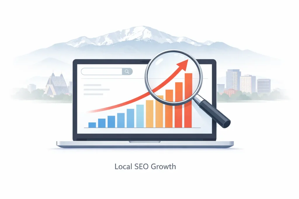 Colorado Springs search engine optimizer improving local website rankings with SEO growth chart